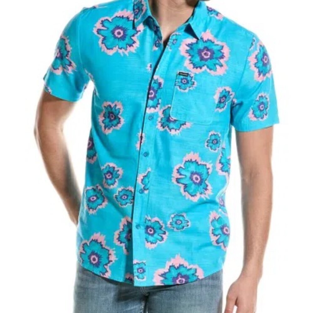 VOLCOM Medal Petal Short Sleeve Shirt - Maliblue In Blue Men's Medium